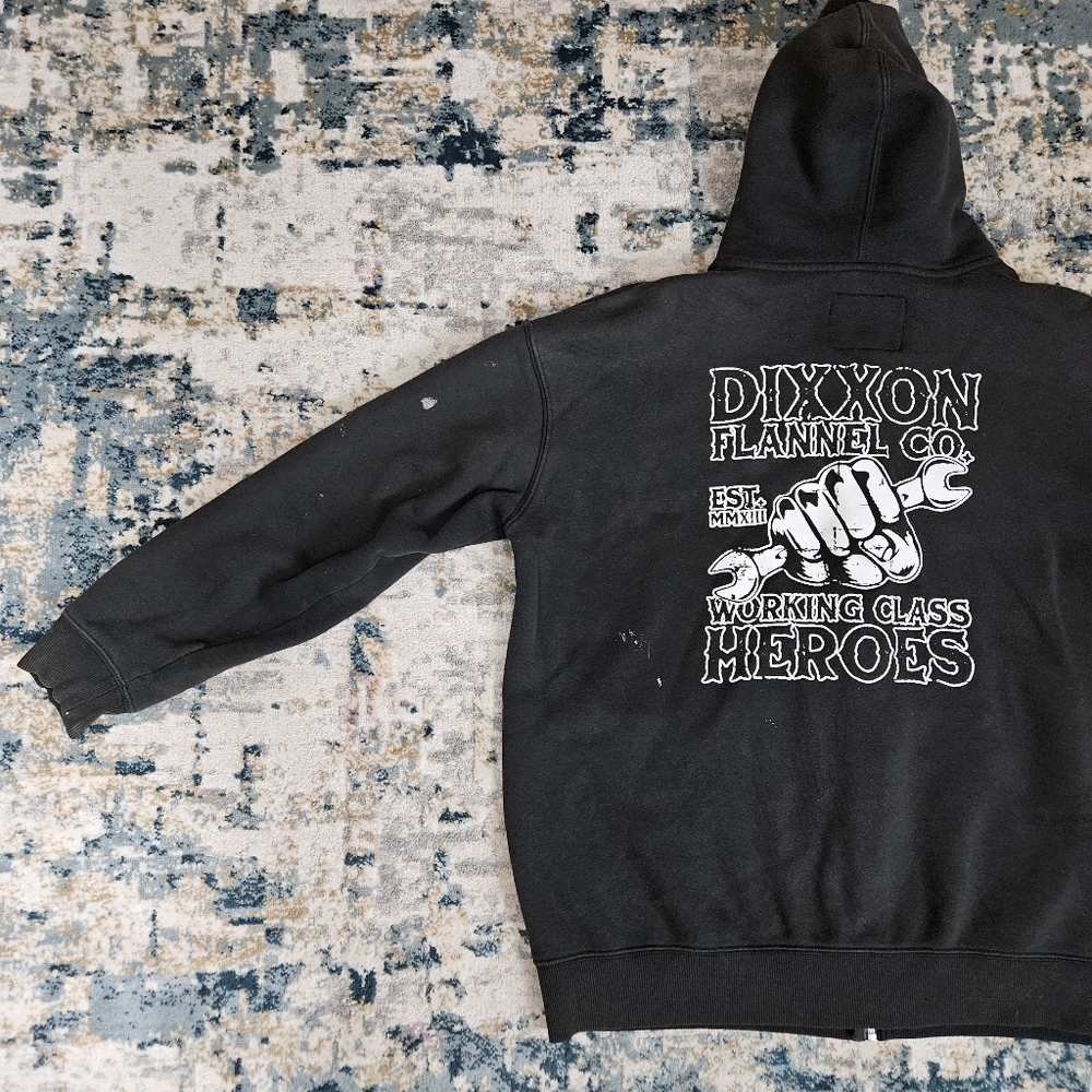 Dixxon Full Zip Hoodie Sweatshirt Men’s L Black Working Class Heroes Distressed - Picture 4 of 13